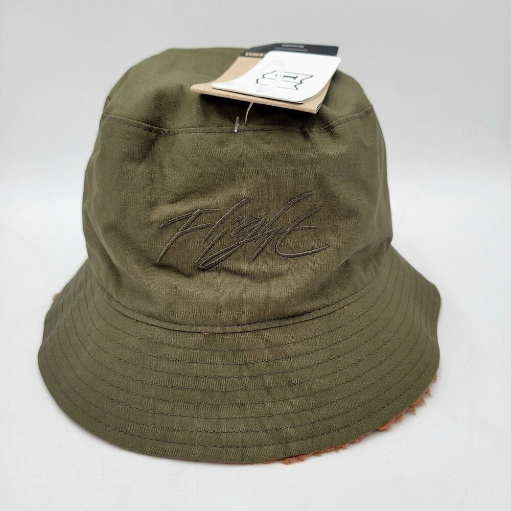 Nike Air Jordan Jumpman Apex Sherpa Winter Reversible Bucket Hat Olive Size Lrge
